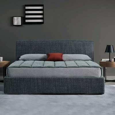 Squared Upholstered Symmetrical Design Bed